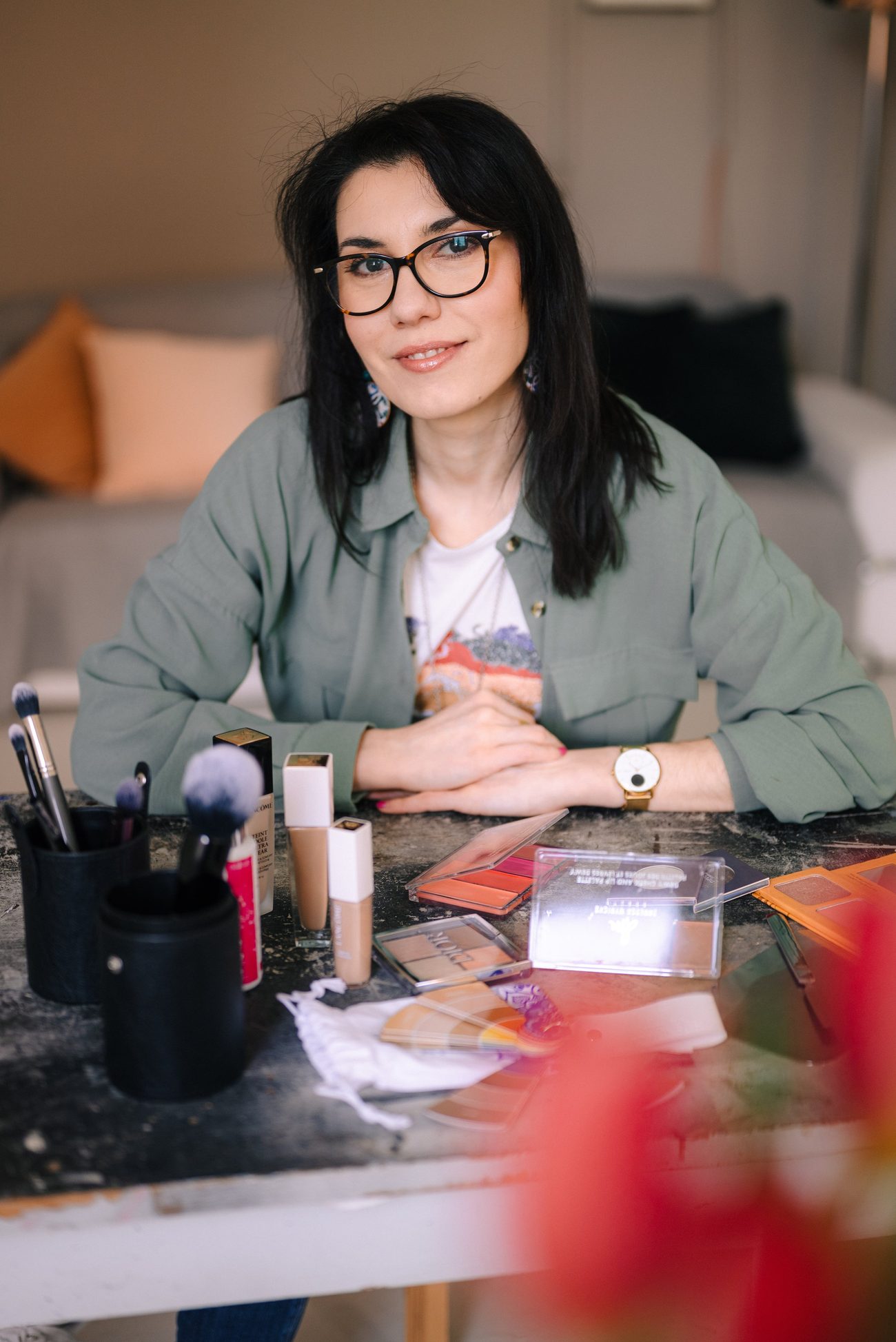 Lorena Di Muzio at her make-up table